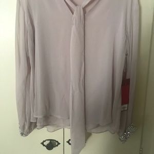 JLo blouse with pearl & rhinestone detail sleeves